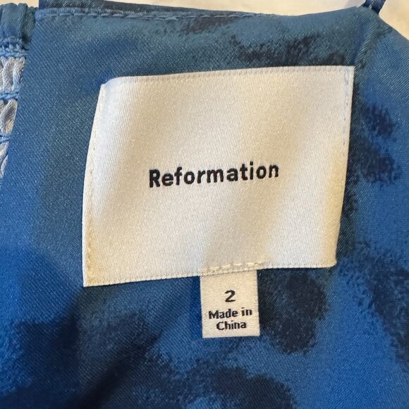 Reformation Johan Satin Dress Blue - Size 2 - Picture 4 of 6